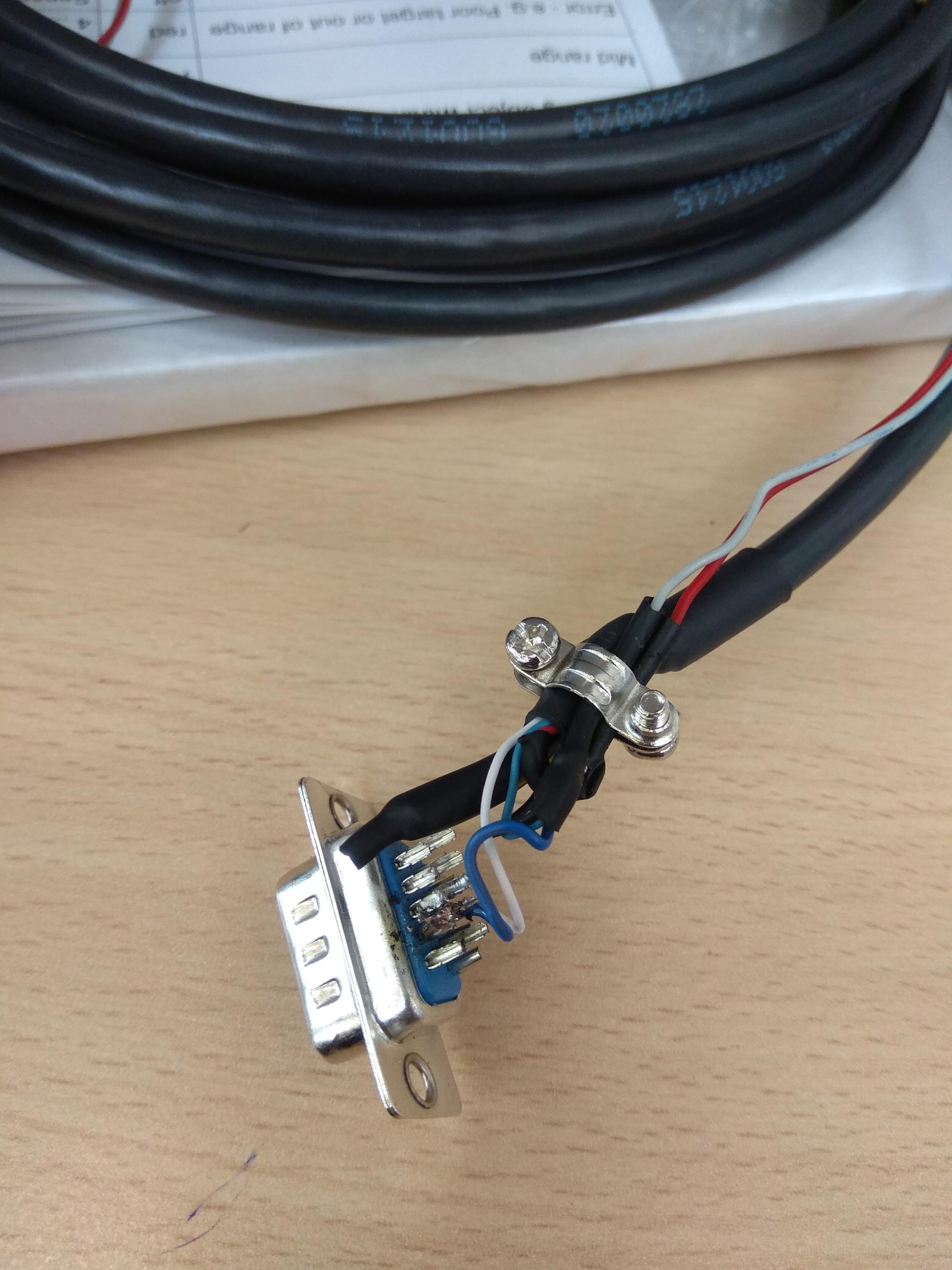 Connection of D-Sub connector to a cable.