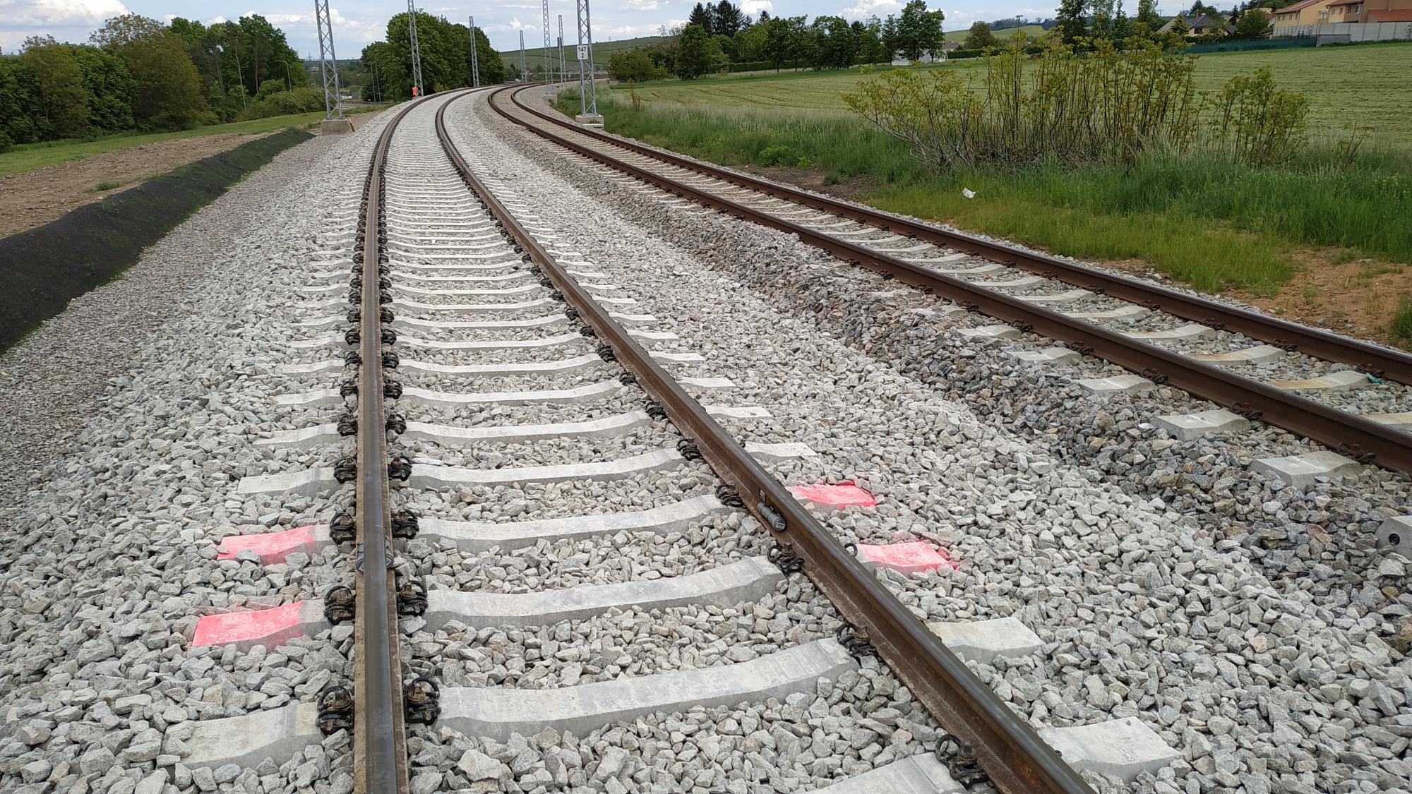 Railway line section near to Ostopovice with installed strain gauges.