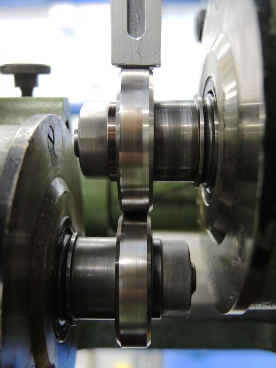 Testing of a solid lubricant stick on a twin-disc machine